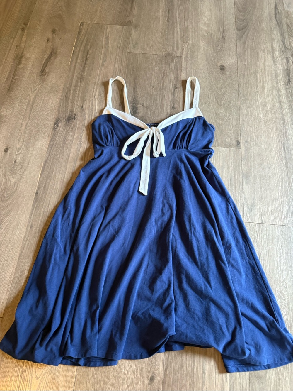 Victorias Secret Bra Tops Y2K Navy Blue Sundress with White Trim size medium